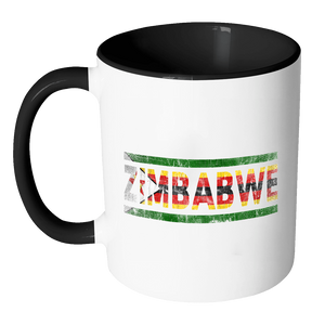 RobustCreative-Retro Vintage Flag Zimbabwean Zimbabwe 11oz Black & White Coffee Mug ~ Both Sides Printed