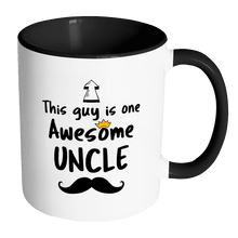 Load image into Gallery viewer, RobustCreative-One Awesome Uncle Mustache - Birthday Gift 11oz Funny Black &amp; White Coffee Mug - Fathers Day B-Day Party - Women Men Friends Gift - Both Sides Printed (Distressed)
