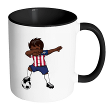 Load image into Gallery viewer, RobustCreative-Dabbing Soccer Boy Liberia Liberian Monrovia Gifts National Soccer Tournament Game 11oz Black &amp; White Coffee Mug ~ Both Sides Printed
