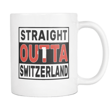 Load image into Gallery viewer, RobustCreative-Straight Outta Switzerland - Swiss Flag 11oz Funny White Coffee Mug - Independence Day Family Heritage - Women Men Friends Gift - Both Sides Printed (Distressed)

