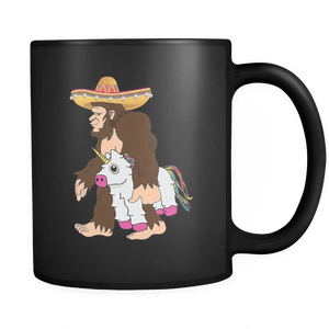 RobustCreative-Bigfoot Sasquatch Unicorn Piniata - Cinco De Mayo Mexican Fiesta - No Siesta Mexico Party - 11oz Black Funny Coffee Mug Women Men Friends Gift ~ Both Sides Printed