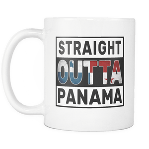 RobustCreative-Straight Outta Panama - Panamanian Flag 11oz Funny White Coffee Mug - Independence Day Family Heritage - Women Men Friends Gift - Both Sides Printed (Distressed)