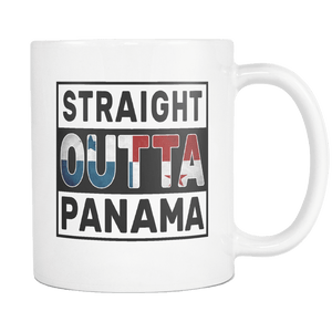 RobustCreative-Straight Outta Panama - Panamanian Flag 11oz Funny White Coffee Mug - Independence Day Family Heritage - Women Men Friends Gift - Both Sides Printed (Distressed)