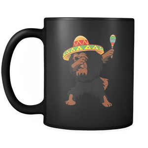 RobustCreative-Dabbing Tibetan Mastiff Dog in Sombrero - Cinco De Mayo Mexican Fiesta - Dab Dance Mexico Party - 11oz Black Funny Coffee Mug Women Men Friends Gift ~ Both Sides Printed