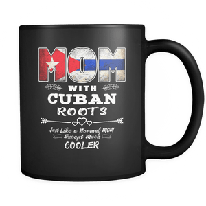 RobustCreative-Best Mom Ever with Cuban Roots - Cuba Flag 11oz Funny Black Coffee Mug - Mothers Day Independence Day - Women Men Friends Gift - Both Sides Printed (Distressed)