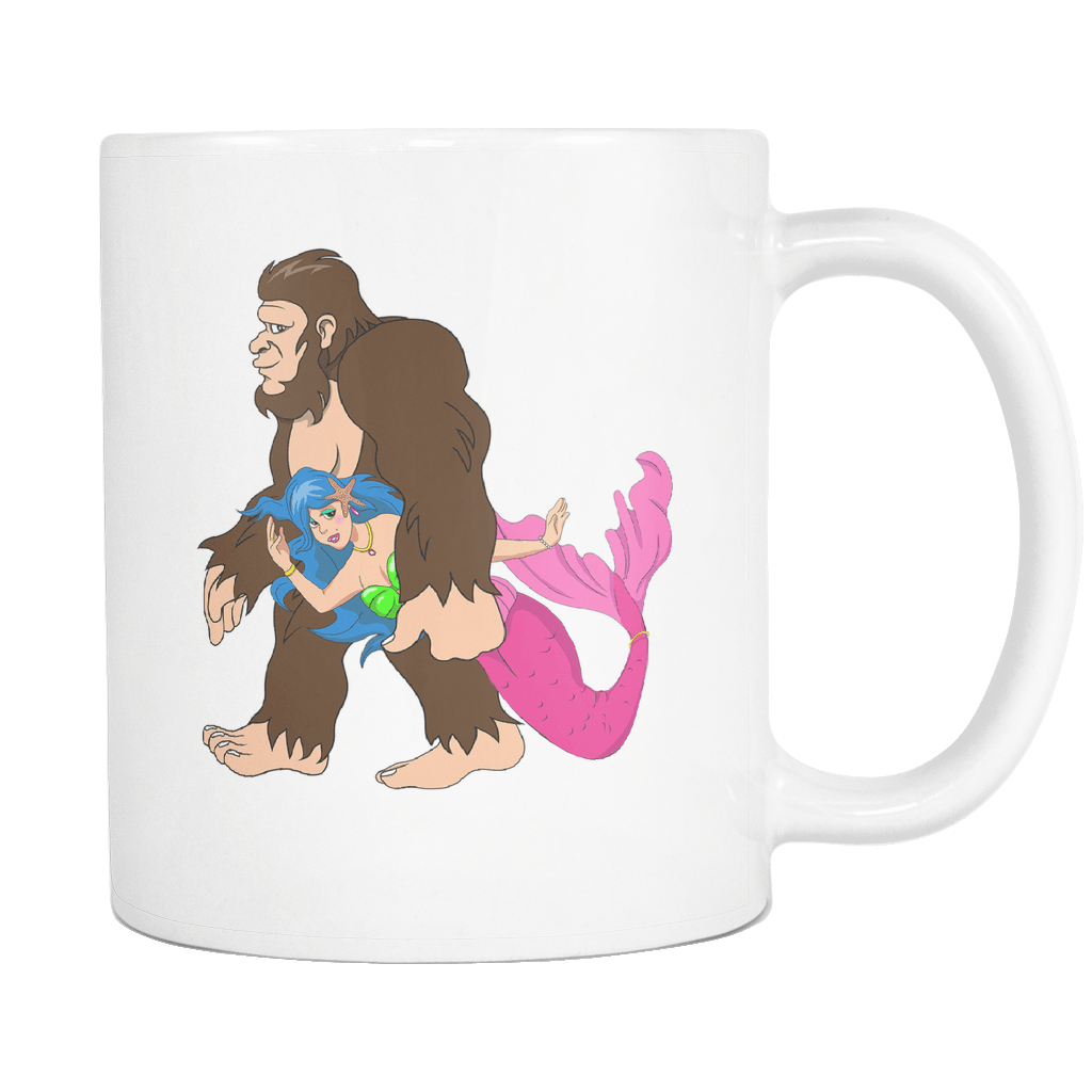 RobustCreative-Bigfoot Sasquatch Carrying Mermaid - I Believe I'm a Believer - No Yeti Humanoid Monster - 11oz White Funny Coffee Mug Women Men Friends Gift ~ Both Sides Printed