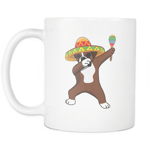 RobustCreative-Dabbing Boxer Dog in Sombrero - Cinco De Mayo Mexican Fiesta - Dab Dance Mexico Party - 11oz White Funny Coffee Mug Women Men Friends Gift ~ Both Sides Printed