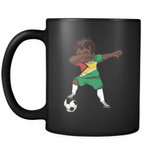 Load image into Gallery viewer, RobustCreative-Dabbing Soccer Boy Guyana Guyanese Georgetown Gifts National Soccer Tournament Game 11oz Black Coffee Mug ~ Both Sides Printed
