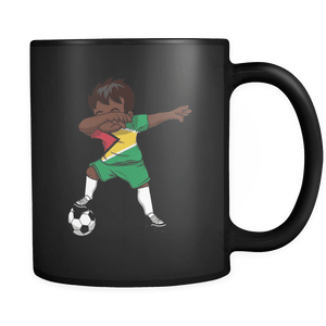 RobustCreative-Dabbing Soccer Boy Guyana Guyanese Georgetown Gifts National Soccer Tournament Game 11oz Black Coffee Mug ~ Both Sides Printed
