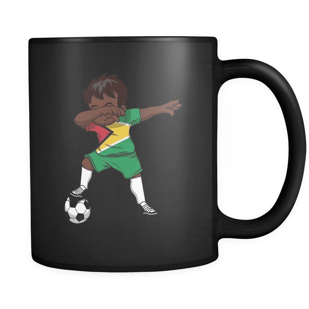 RobustCreative-Dabbing Soccer Boy Guyana Guyanese Georgetown Gifts National Soccer Tournament Game 11oz Black Coffee Mug ~ Both Sides Printed