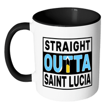 Load image into Gallery viewer, RobustCreative-Straight Outta Saint Lucia - Saint Lucian Flag 11oz Funny Black &amp; White Coffee Mug - Independence Day Family Heritage - Women Men Friends Gift - Both Sides Printed (Distressed)
