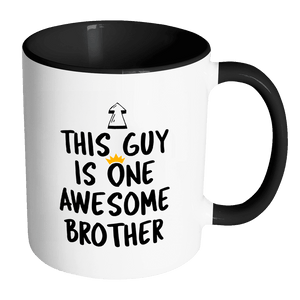 RobustCreative-One Awesome Brother - Birthday Gift 11oz Funny Black & White Coffee Mug - Fathers Day B-Day Party - Women Men Friends Gift - Both Sides Printed (Distressed)