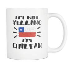 Load image into Gallery viewer, RobustCreative-I&#39;m Not Yelling I&#39;m Chilean Flag - Chile Pride 11oz Funny White Coffee Mug - Coworker Humor That&#39;s How We Talk - Women Men Friends Gift - Both Sides Printed (Distressed)
