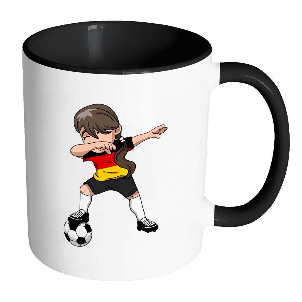 RobustCreative-German Dabbing Soccer Girl - Soccer Pride - Germany Deutschland Flag Gift Germany Deutschland Football Gift - 11oz Black & White Funny Coffee Mug Women Men Friends Gift ~ Both Sides Printed