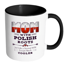 Load image into Gallery viewer, RobustCreative-Best Mom Ever with Polish Roots - Poland Flag 11oz Funny Black &amp; White Coffee Mug - Mothers Day Independence Day - Women Men Friends Gift - Both Sides Printed (Distressed)
