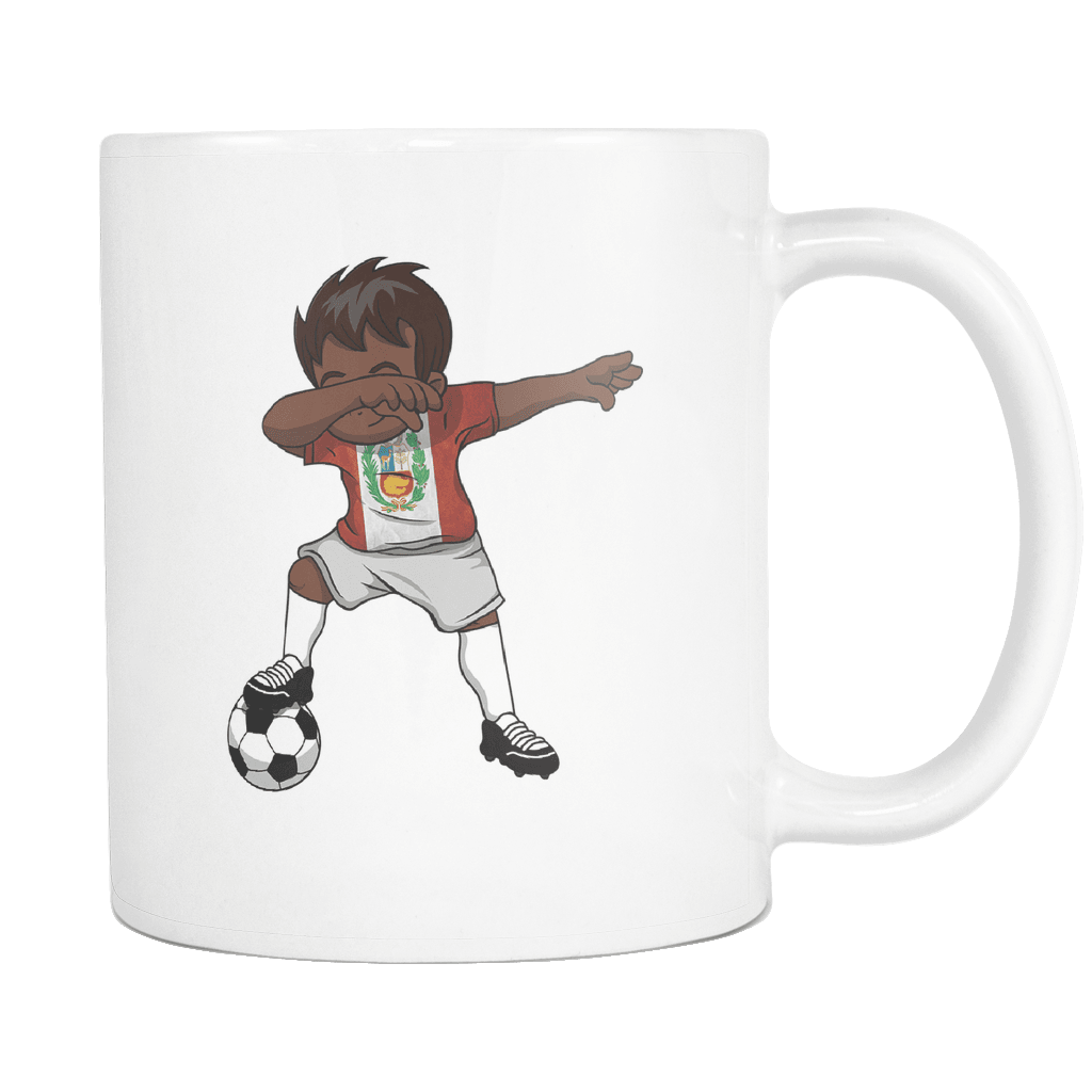RobustCreative-Dabbing Soccer Boy Peru Peruvian Lima Gifts National Soccer Tournament Game 11oz White Coffee Mug ~ Both Sides Printed