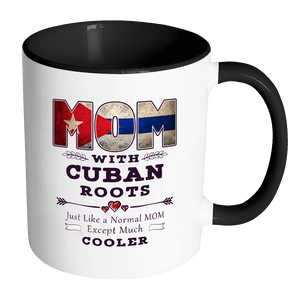 RobustCreative-Best Mom Ever with Cuban Roots - Cuba Flag 11oz Funny Black & White Coffee Mug - Mothers Day Independence Day - Women Men Friends Gift - Both Sides Printed (Distressed)