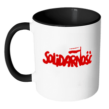 Load image into Gallery viewer, RobustCreative-Solidaronsc Solidarity 80s Trade Union and Movement - Polish Pride PL 11oz Funny Black &amp; White Coffee Mug - Poland Polska Polish Roots - Women Men Friends Gift - Both Sides Printed (Distressed)
