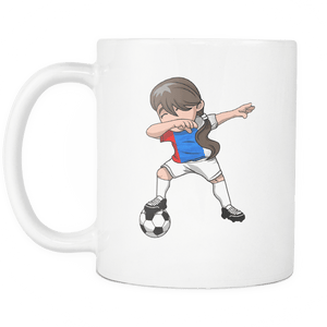 RobustCreative-Russian Dabbing Soccer Girl - Soccer Pride - Russia Flag Gift Russia Football Gift - 11oz White Funny Coffee Mug Women Men Friends Gift ~ Both Sides Printed