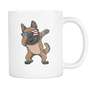 RobustCreative-Dabbing Belgian Malinois Dog America Flag - Patriotic Merica Murica Pride - 4th of July USA Independence Day - 11oz White Funny Coffee Mug Women Men Friends Gift ~ Both Sides Printed