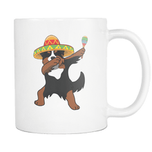 Load image into Gallery viewer, RobustCreative-Dabbing Bernese Mountain Dog Dog in Sombrero - Cinco De Mayo Mexican Fiesta - Dab Dance Mexico Party - 11oz White Funny Coffee Mug Women Men Friends Gift ~ Both Sides Printed
