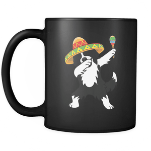 RobustCreative-Dabbing Border Collie Dog in Sombrero - Cinco De Mayo Mexican Fiesta - Dab Dance Mexico Party - 11oz Black Funny Coffee Mug Women Men Friends Gift ~ Both Sides Printed