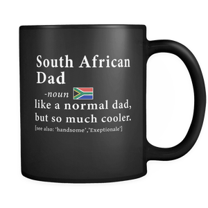 RobustCreative-South African Dad Definition Fathers Day Gift Flag - South African Pride 11oz Funny Black Coffee Mug - South Africa Roots National Heritage - Friends Gift - Both Sides Printed