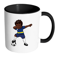 Load image into Gallery viewer, RobustCreative-Dabbing Soccer Boy Curacao Curaaoan Willemstad Gifts National Soccer Tournament Game 11oz Black &amp; White Coffee Mug ~ Both Sides Printed
