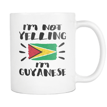 Load image into Gallery viewer, RobustCreative-I&#39;m Not Yelling I&#39;m Guyanese Flag - Guyana Pride 11oz Funny White Coffee Mug - Coworker Humor That&#39;s How We Talk - Women Men Friends Gift - Both Sides Printed (Distressed)
