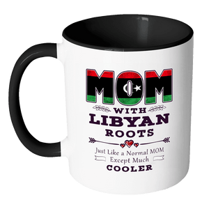 RobustCreative-Best Mom Ever with Libyan Roots - Libya Flag 11oz Funny Black & White Coffee Mug - Mothers Day Independence Day - Women Men Friends Gift - Both Sides Printed (Distressed)