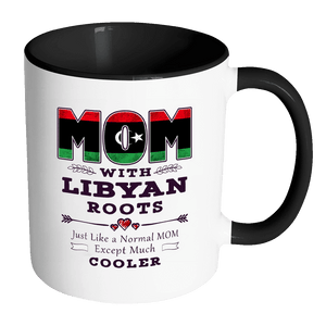 RobustCreative-Best Mom Ever with Libyan Roots - Libya Flag 11oz Funny Black & White Coffee Mug - Mothers Day Independence Day - Women Men Friends Gift - Both Sides Printed (Distressed)