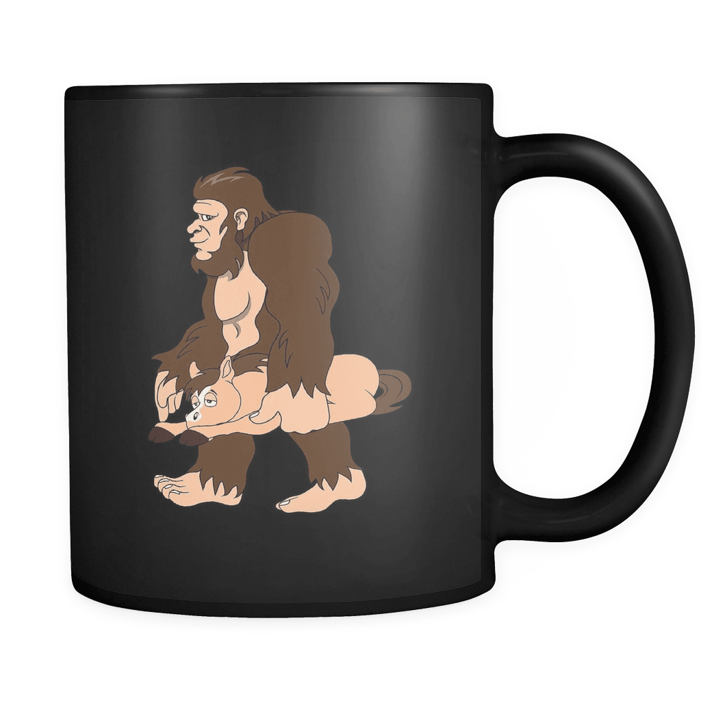 RobustCreative-Bigfoot Sasquatch Carrying Horse - I Believe I'm a Believer - No Yeti Humanoid Monster - 11oz Black Funny Coffee Mug Women Men Friends Gift ~ Both Sides Printed