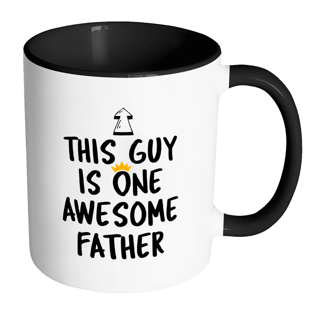 RobustCreative-One Awesome Father - Birthday Gift 11oz Funny Black & White Coffee Mug - Fathers Day B-Day Party - Women Men Friends Gift - Both Sides Printed (Distressed)