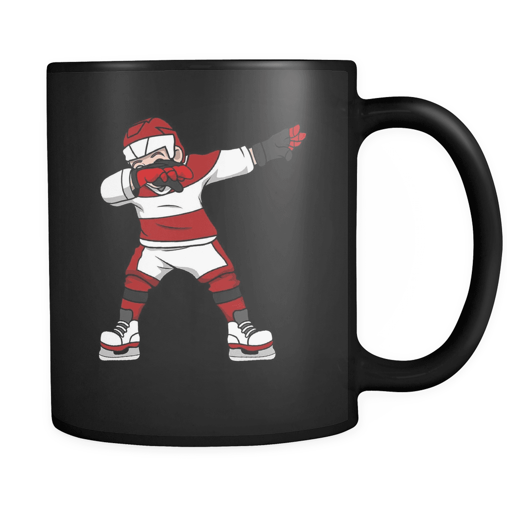 RobustCreative-Dabbing Ice Hockey - Hockey 11oz Funny Black Coffee Mug - Puck Madness Dab Eat Sleep Hockey Repeat - Women Men Friends Gift - Both Sides Printed (Distressed)