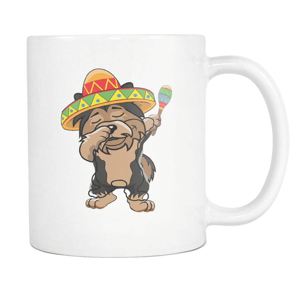 RobustCreative-Dabbing Yorkshire Terrier Dog in Sombrero - Cinco De Mayo Mexican Fiesta - Dab Dance Mexico Party - 11oz White Funny Coffee Mug Women Men Friends Gift ~ Both Sides Printed