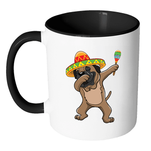 RobustCreative-Dabbing Bullmastiff Dog in Sombrero - Cinco De Mayo Mexican Fiesta - Dab Dance Mexico Party - 11oz Black & White Funny Coffee Mug Women Men Friends Gift ~ Both Sides Printed