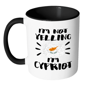 RobustCreative-I'm Not Yelling I'm Cypriot Flag - Cyprus Pride 11oz Funny Black & White Coffee Mug - Coworker Humor That's How We Talk - Women Men Friends Gift - Both Sides Printed (Distressed)