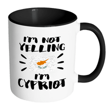 Load image into Gallery viewer, RobustCreative-I&#39;m Not Yelling I&#39;m Cypriot Flag - Cyprus Pride 11oz Funny Black &amp; White Coffee Mug - Coworker Humor That&#39;s How We Talk - Women Men Friends Gift - Both Sides Printed (Distressed)
