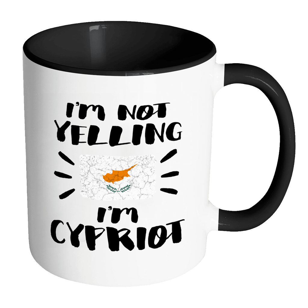 RobustCreative-I'm Not Yelling I'm Cypriot Flag - Cyprus Pride 11oz Funny Black & White Coffee Mug - Coworker Humor That's How We Talk - Women Men Friends Gift - Both Sides Printed (Distressed)