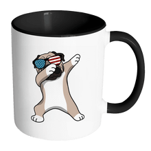 Load image into Gallery viewer, RobustCreative-Dabbing Pug Dog America Flag - Patriotic Merica Murica Pride - 4th of July USA Independence Day - 11oz Black &amp; White Funny Coffee Mug Women Men Friends Gift ~ Both Sides Printed
