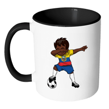 Load image into Gallery viewer, RobustCreative-Dabbing Soccer Boy Ecuador Ecuadorian Quito Gifts National Soccer Tournament Game 11oz Black &amp; White Coffee Mug ~ Both Sides Printed
