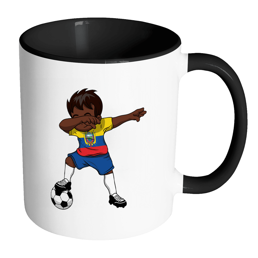 RobustCreative-Dabbing Soccer Boy Ecuador Ecuadorian Quito Gifts National Soccer Tournament Game 11oz Black & White Coffee Mug ~ Both Sides Printed