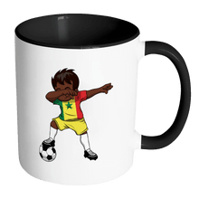 Load image into Gallery viewer, RobustCreative-Dabbing Soccer Boy Senegal Senegalese Dakar Gifts National Soccer Tournament Game 11oz Black &amp; White Coffee Mug ~ Both Sides Printed

