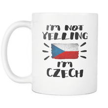Load image into Gallery viewer, RobustCreative-I&#39;m Not Yelling I&#39;m Czech Flag - Czech Republic Pride 11oz Funny White Coffee Mug - Coworker Humor That&#39;s How We Talk - Women Men Friends Gift - Both Sides Printed (Distressed)
