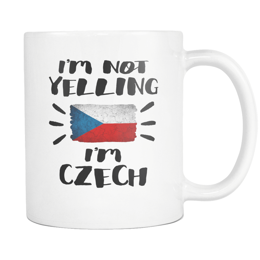 RobustCreative-I'm Not Yelling I'm Czech Flag - Czech Republic Pride 11oz Funny White Coffee Mug - Coworker Humor That's How We Talk - Women Men Friends Gift - Both Sides Printed (Distressed)