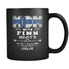 Load image into Gallery viewer, RobustCreative-Best Mom Ever with Finn Roots - Finland Flag 11oz Funny Black Coffee Mug - Mothers Day Independence Day - Women Men Friends Gift - Both Sides Printed (Distressed)
