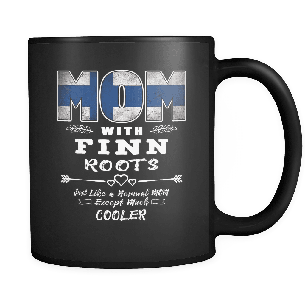 RobustCreative-Best Mom Ever with Finn Roots - Finland Flag 11oz Funny Black Coffee Mug - Mothers Day Independence Day - Women Men Friends Gift - Both Sides Printed (Distressed)
