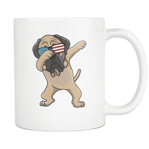 RobustCreative-Dabbing English Mastiff Dog America Flag - Patriotic Merica Murica Pride - 4th of July USA Independence Day - 11oz White Funny Coffee Mug Women Men Friends Gift ~ Both Sides Printed