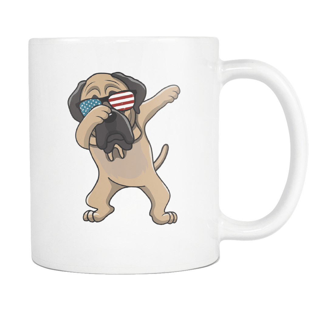 RobustCreative-Dabbing English Mastiff Dog America Flag - Patriotic Merica Murica Pride - 4th of July USA Independence Day - 11oz White Funny Coffee Mug Women Men Friends Gift ~ Both Sides Printed