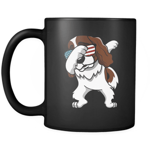 RobustCreative-Dabbing Cavalier King Charles Spaniel Dog America Flag - Patriotic Merica Murica Pride - 4th of July USA Independence Day - 11oz Black Funny Coffee Mug Women Men Friends Gift ~ Both Sides Printed